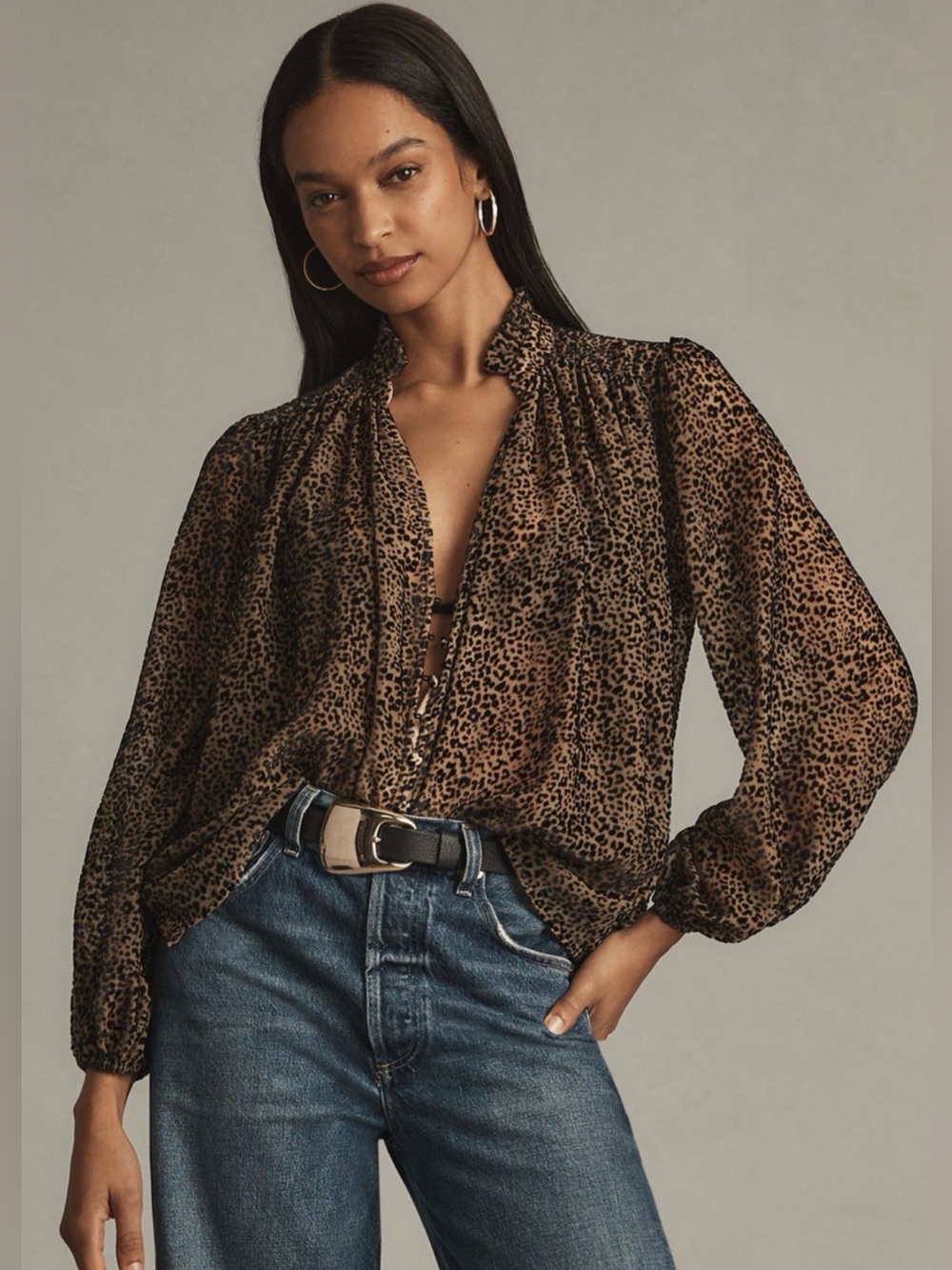 Anthropologie The Estela Sheer Printed Blouse: Burnout Edition
